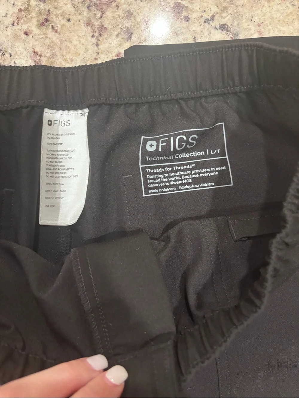 Figs Men's Black Cargo Drawstring Utility Pants LARGE TALL